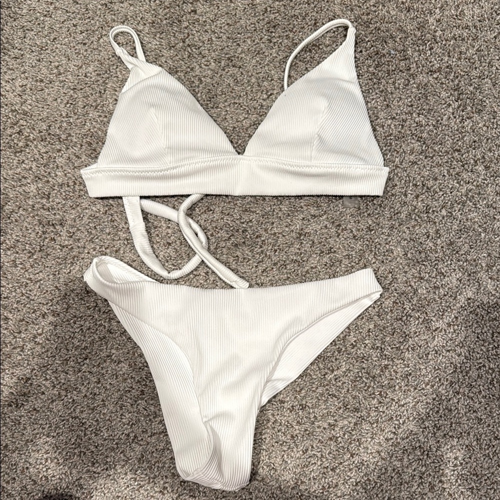 White Ribbed Bikini Set - Picture 1 of 1